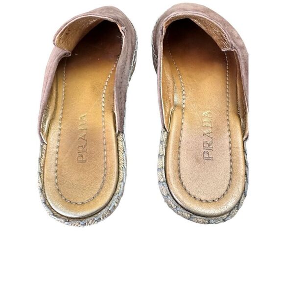 PRADA Espadrille Loafer Mule Slide Flat Shoe Brown Suede EU 36 - Picture 8 of 11